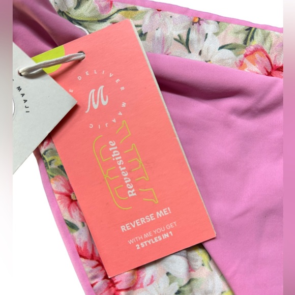 MAAJI women’s eco friendly reversible pink & floral bikini bottoms size XL NWT - Picture 2 of 7